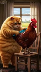 Farm drama cat caught the hen