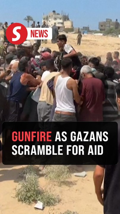 Gunfire amid chaotic scenes as Gazans scramble for aid