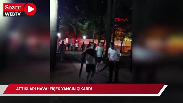 Attıkları havai fişek yangın çıkardı