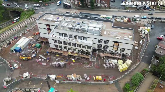 Fresh aerial footage of the new Health Innovation College, Dudley, which is being built on the site of the former Dudley Hippodrome.