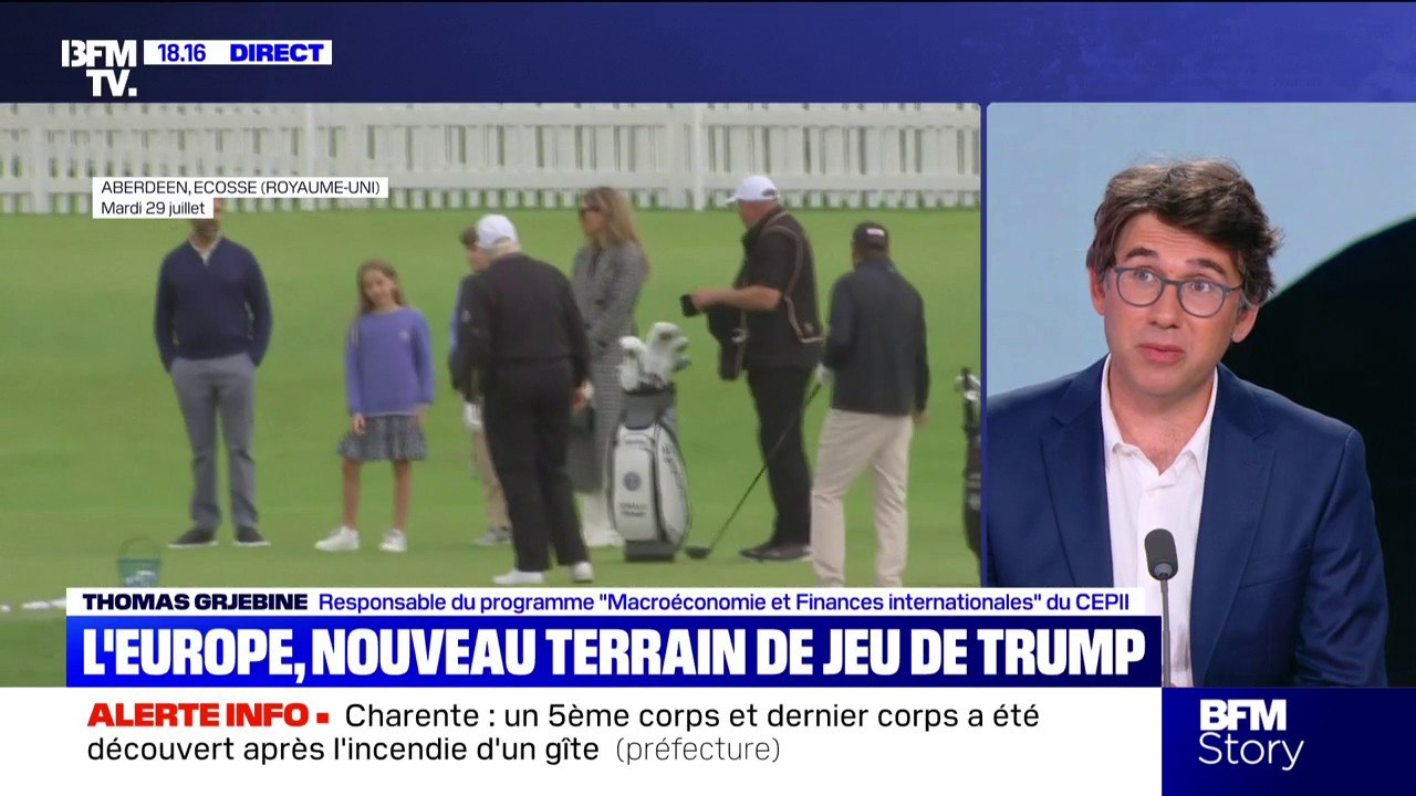 Droits de douane entre l'UE et les États-Unis: "C'est une victoire politique pour Donald Trump et nous Européens, on s'est réveillé avec la gueule de bois", observe Thomas Grjebine, (Cepii)