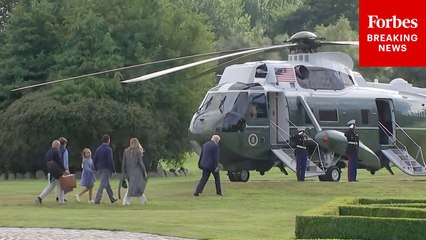 President Trump And His Family Depart Scotland, En Route To Washington, D.C.