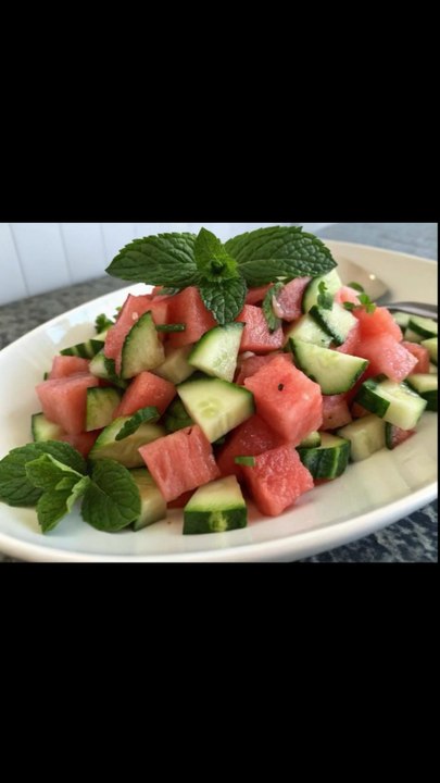 🍉🥒 Cool, refreshing, and bursting with summer flavors, this Cucumber and Watermelon Salad is the perfect way to beat the heat while enjoying a light and healthy dish! 🌞✨