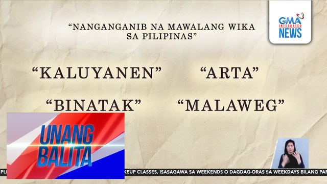 Mga wika na nanganganib nang mawala, nais pasiglahin ng Komisyon sa Wikang Filipino para maipasa sa mga susunod na henerasyon | Unang Balita
