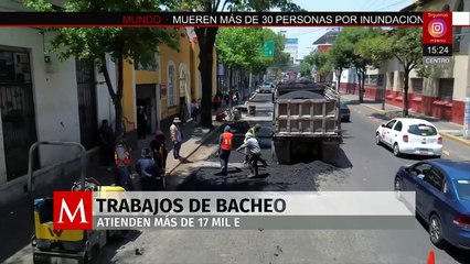 Avanzan los trabajos de bacheo en Toluca, Estado de México