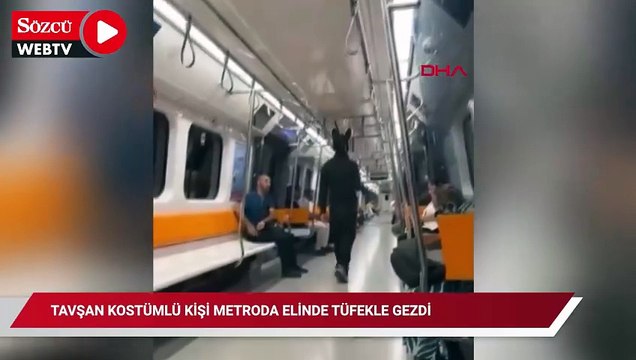 Sarıyer'de metroda elinde tüfekle gezen tavşan kostümlü kişi gözaltına alındı