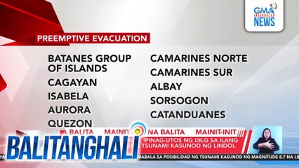 Preemptive evacuation, ipinag-utos ng DILG sa ilang LGU dahil sa posibleng tsunami kasunod ng lindol sa Russia | Balitanghali