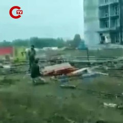 Türk inşaat işçileri, Rusya'da deprem anını görüntüledi