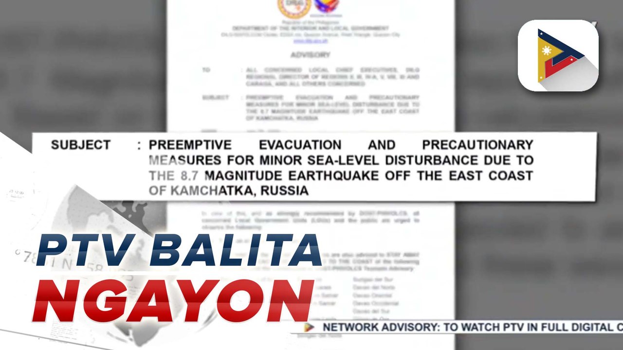 DILG, naglabas ng abiso hinggil sa preemptive evacuation ng mga lugar na posibleng maapektuhan ng tsunami