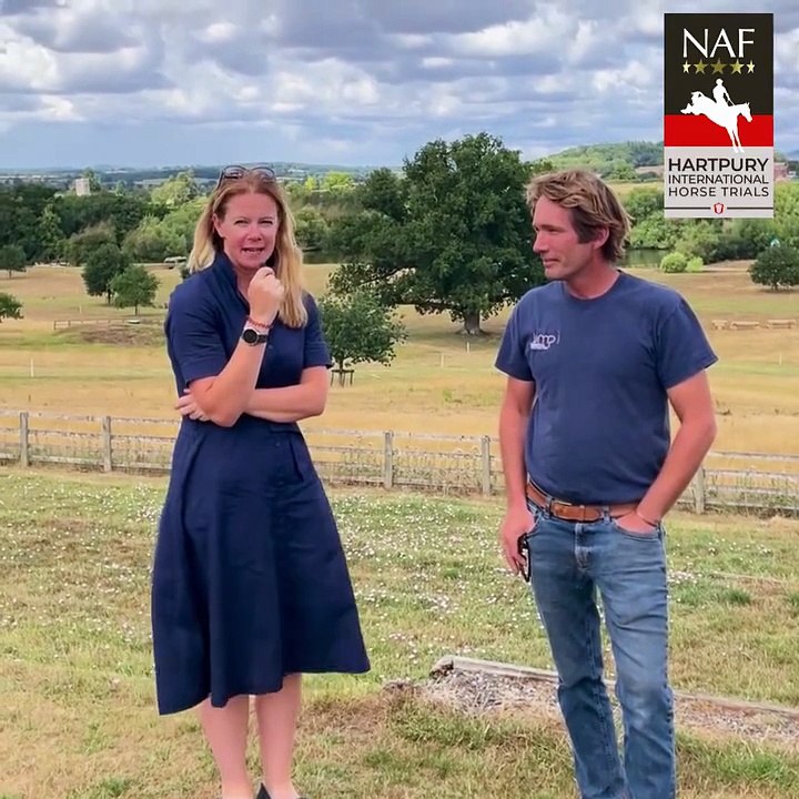 Hartpury Deputy Vice-Chancellor Rosie Scott-Ward as she catches up with course builder Dominic Moore ahead of this year's NAF Five Star International Hartpury Horse Trials inc. British Eventing National Championships