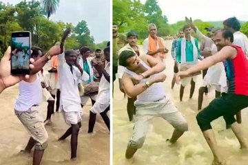 राजस्थान में पुल टूटा... लोग लगे नाचने-गाने