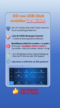 🔧✨USB-Stick als ISO speichern – So einfach mit AOMEI Backupper!