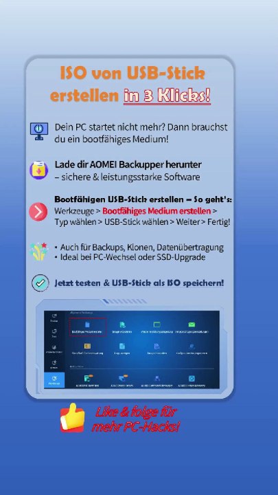 🔧✨USB-Stick als ISO speichern – So einfach mit AOMEI Backupper!