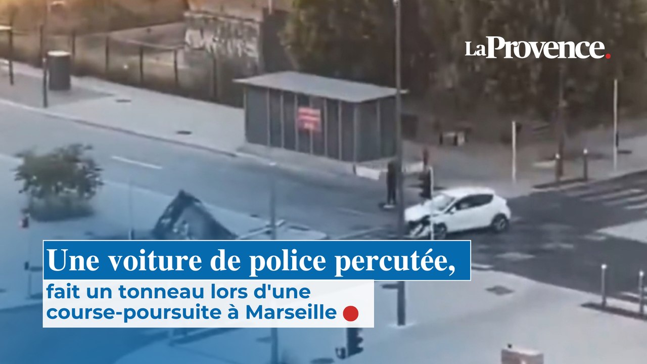 Une voiture de police percutée, fait un tonneau lors d'une  course-poursuite à Marseille