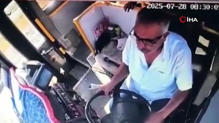 Görüntü Türkiye’den! Otobüs şoförü, seyir halindeyken direksiyon başında böyle öldü