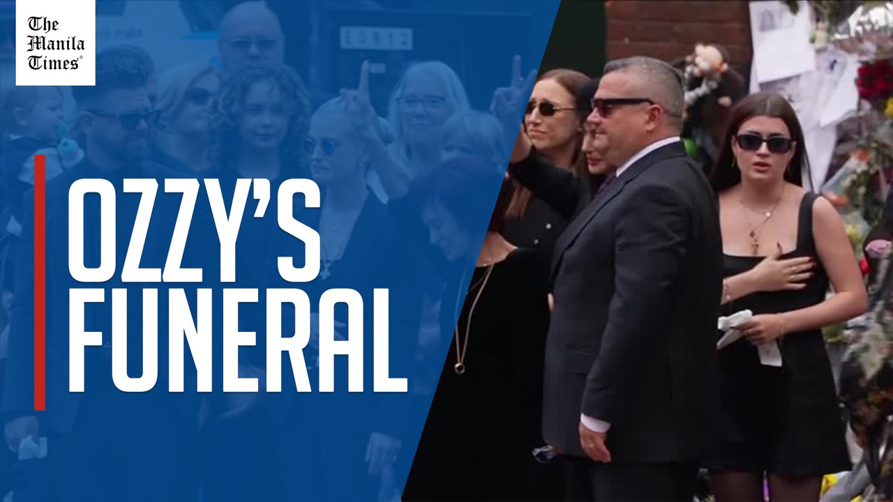 Sharon Osbourne and family greet crowd at funeral cortege for Ozzy Osbourne