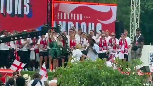 Lionesses homecoming: Burna Boy and Sarina Wiegman light-up Euro 2025 celebrations