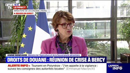 Droits de douane: "Le niveau d'inquiétude est maximal", alerte Annie Genevard, ministre de l’Agriculture et de la Souveraineté alimentaire