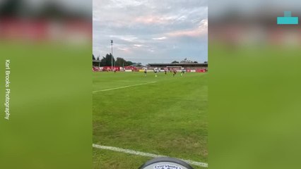 Hilarious Moment Football Knocks Over Mans Beer at Match