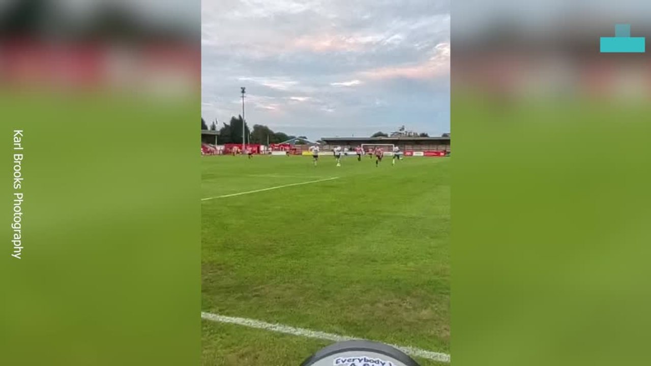 Hilarious Moment Football Knocks Over Mans Beer at Match