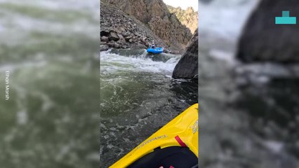 Rafter Rescued From Thrashing Rapids by Hero Kayaker