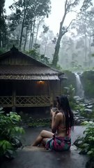 Relaxing Rain Sounds at a Village House in Indonesia 🌧️🕊️ #amsr #waterfall #nature