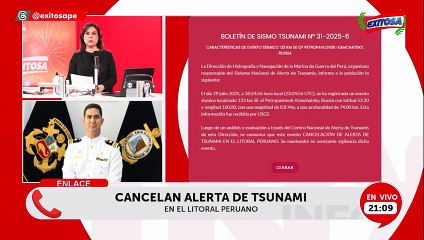 Marina de Guerra cancela la alerta de tsunami en todo el litoral peruano