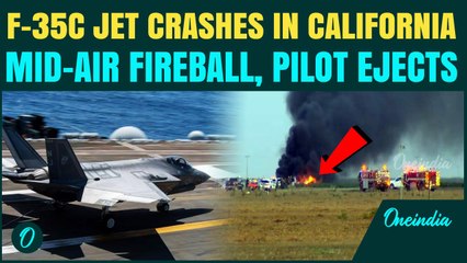 BREAKING: U.S Navy F-35C Stealth Jet Crashes In California | Pilot Ejects Moments Before Explosion