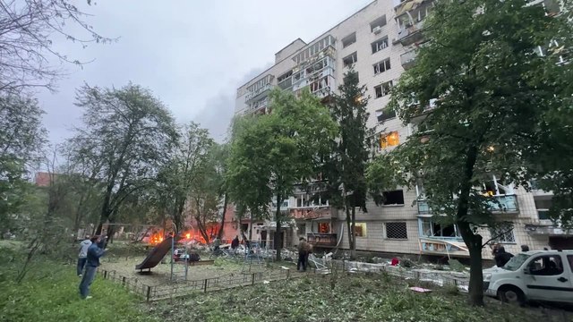 Russian attack on Kyiv kills at least two, injures dozens, sparks fires