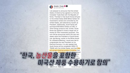 트럼프 "한국, 농산물 개방 합의" VS 대통령실 "쌀·소고기 지켜내" [앵커리포트] / YTN