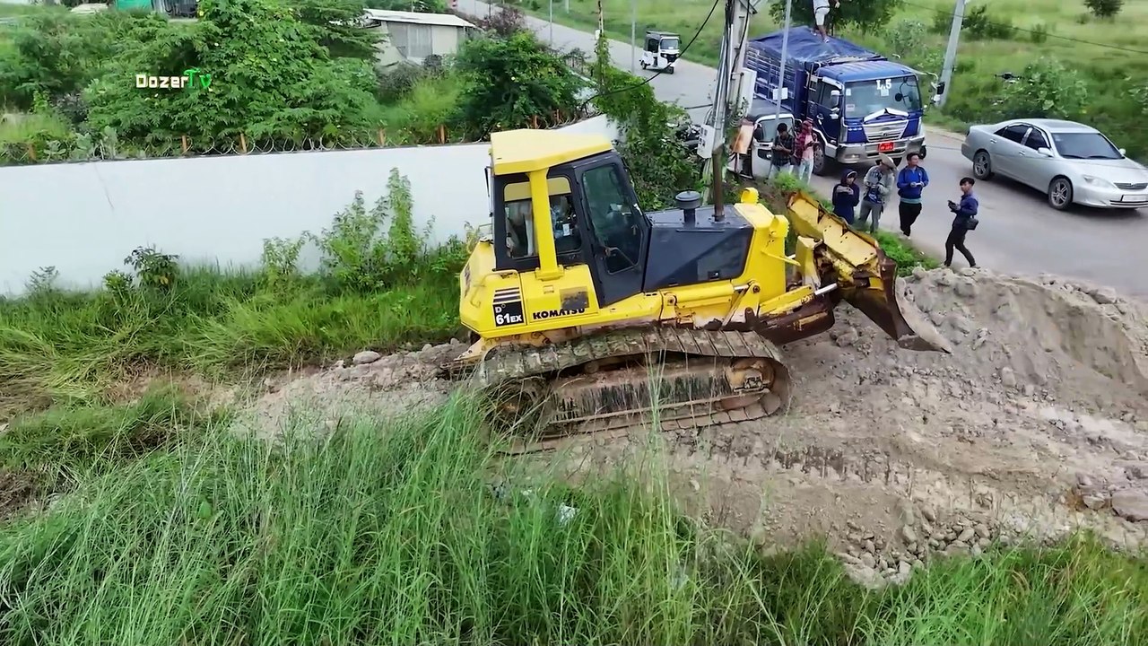 Wonderful NEW Activity Land Filling by Skills KOMATSU D61EX dozer With​ Trucks 5Ton Unloading