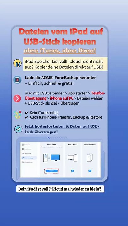 ⚡📱Dateien vom iPad auf USB-Stick übertragen – schnell & kostenlos!