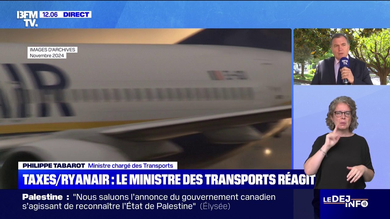 Suppression de dessertes de Ryanair: le ministre des Transports souhaite que la taxe de solidarité sur les billets d'avion "ne soit pas reconduite" ou "baissée"