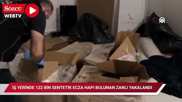 Samsun'da iş yerinde 122 bin sentetik ecza hapı bulunan zanlı yakalandı