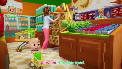 Apples & Bananas Songs! Grocery Store + Giggles Version _ CoComelon Nursery Rhymes & Kids Songs