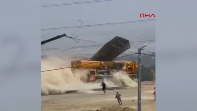 Freni patlayan vinç uçuruma yuvarlandı; 2 ağır yaralı