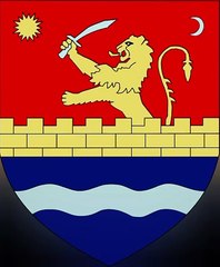 Coat of Arms of Timis County. Lambang Kebesaran Kabupaten Timis. Stema județului Timiș. Escudo de armas del condado de Timiș. Brasão do Condado de Timiş. Armoiries du comté de Timiș. Stemma della contea di Timiș. Wappen des Kreises Timiș. ティミシュ県の紋章