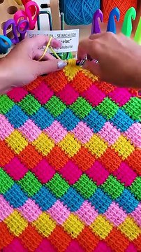 How to Tunisian Crochet Entrelac Stitch #shorts