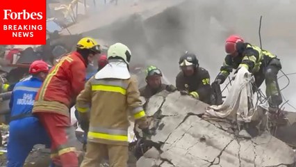 Emergency Rescue Workers Respond To Russian Airstrike In Kyiv, Ukraine