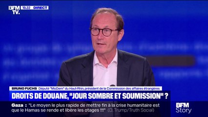 Droits de douane: "Il faut prendre du recul sur ce qui est dit, et ce qui sera fait", explique Bruno Fuchs, président de la Commission des affaires étrangères