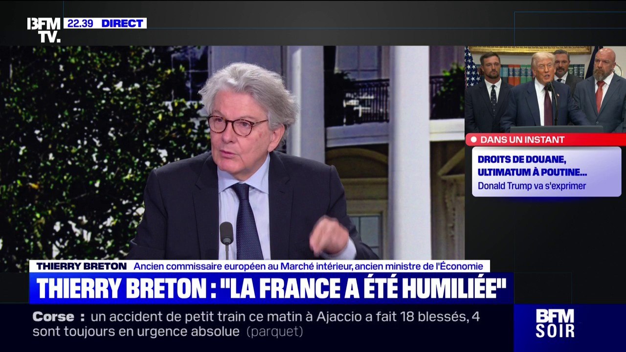 Taxes douanières: selon Thierry Breton, ancien commissaire européen, "tous les produits en supermarchés américains vont avoir une augmentation de 10%"