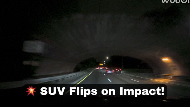 Dashcam captures red SUV flipping over in high-speed collision on Southern State Parkway
