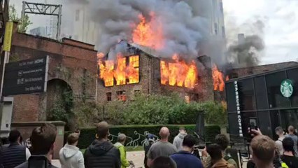 Former Hotspur Press site engulfed in fire with massive smoke plume rising above