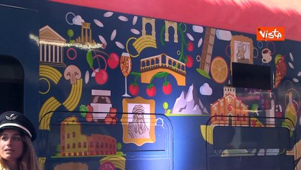 Inaugurata livrea del treno Roma-Fiumicino Leonardo Express per Cucina Italia Unesco, lo speciale