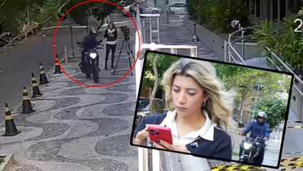 Canlı yayın öncesi muhabire kapkaç girişimi: Kamera o anları kaydetti