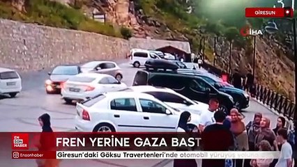 Giresun’daki Göksu Travertenleri’nde otomobil yürüyüş yoluna düştü