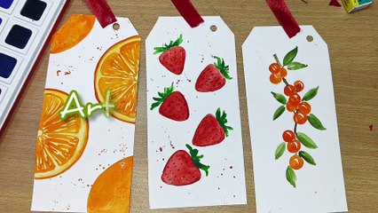 Water colour fruits book mark easy for beginners