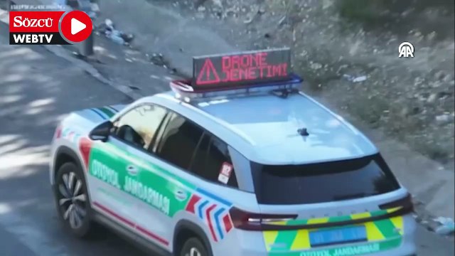 Otoyolda şerit ihlali yapan sürücüler dronla tespit edildi