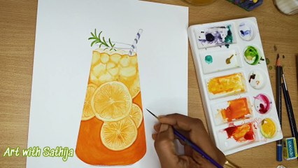 Orange juice water colour #watercolour,#easy painting