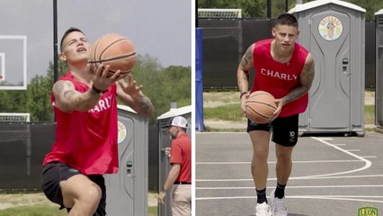 James Rodríguez demuestra sus dotes en el básquetbol junto a Iván Moreno